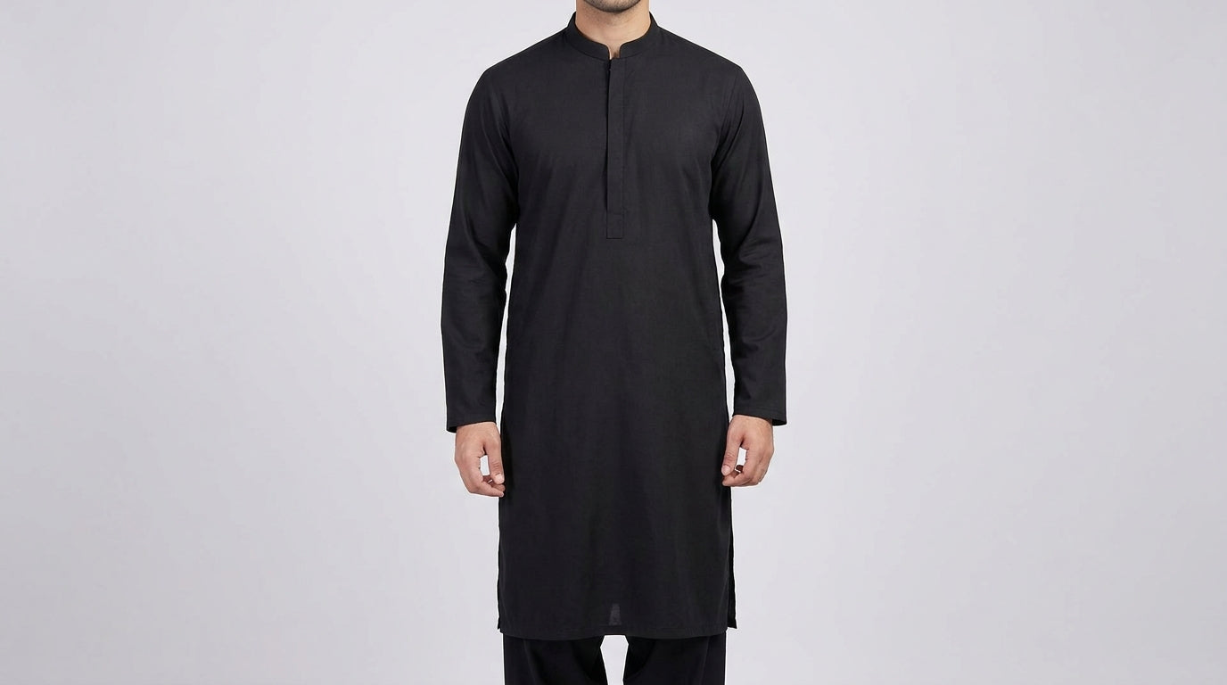 Zolo Wear Men's Kurta Shalwar — Black / White / Sky Blue