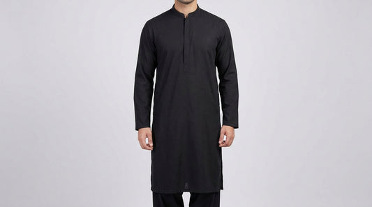Zolo Wear Men's Kurta Shalwar — Black / White / Sky Blue